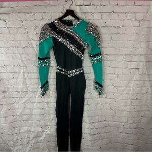 vintage cheerleader danz team Sequin Embellished unitard performance costume S